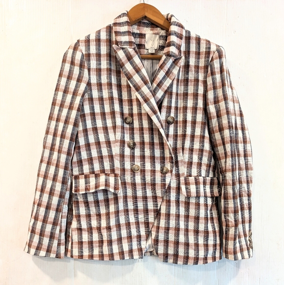 Joie Jackets & Blazers - JOIE Women's Rust Brown and White Checkered Blazer Size Medium
